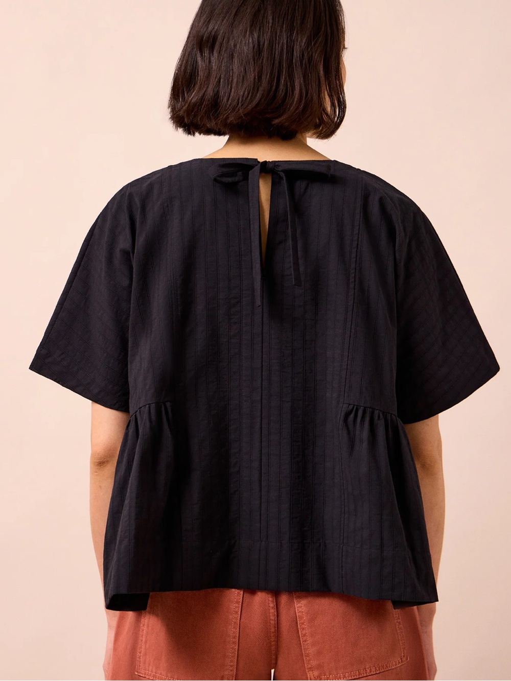 Beyond Nine Marlow Cotton Top in Black Self Stripe - Picture 5 of 7